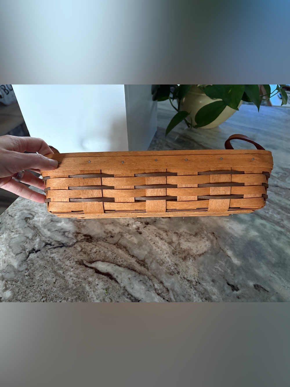 Longaberger Serving Basket with dark brown banding